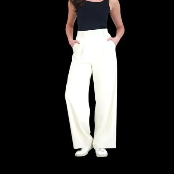 French Connection Women's Wide Leg Trouser Tan Size Medium - Picture 5 of 16